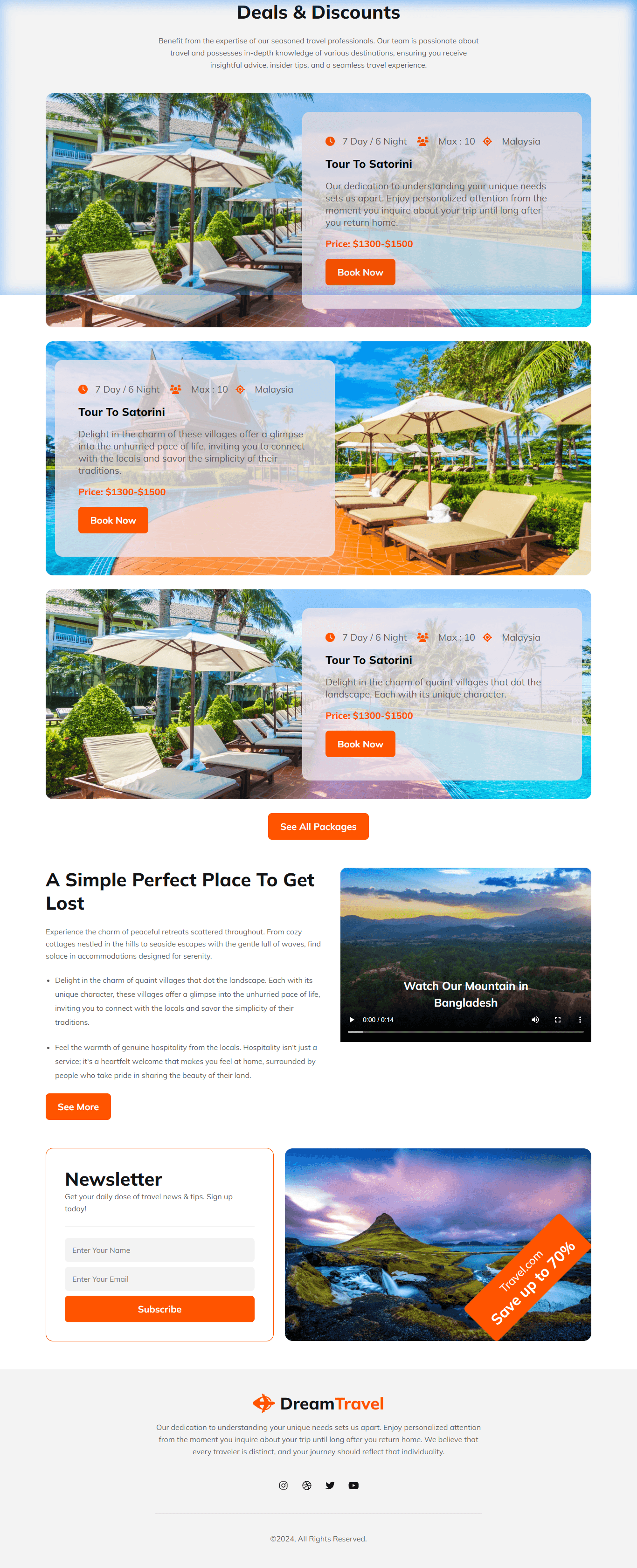 Dream Travel Agency Landing Page screenshot 2