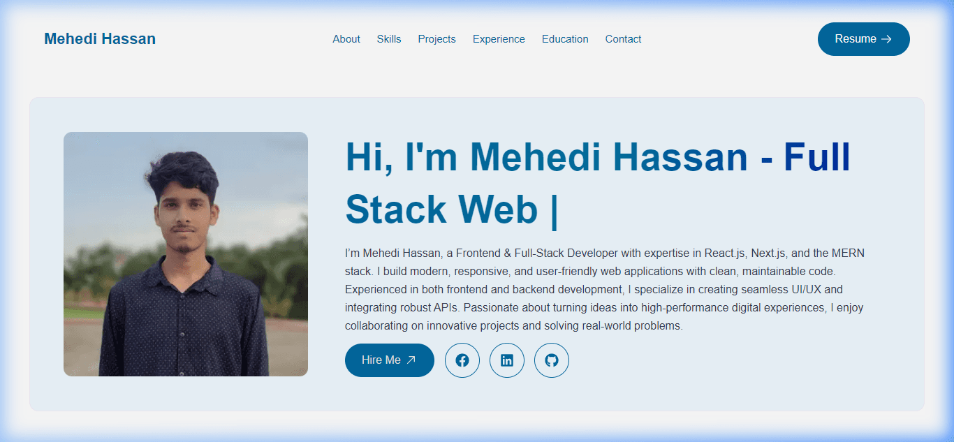 Mehedi Hassan - Developer Portfolio V1 screenshot 1