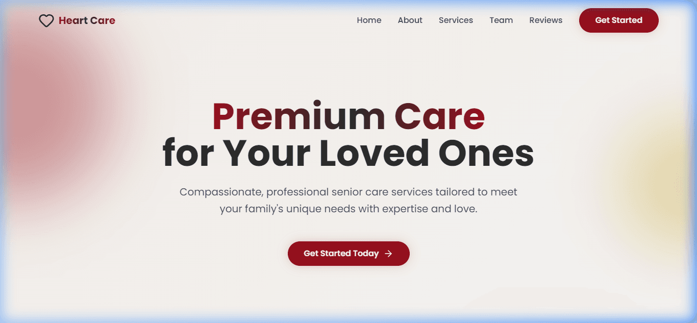 Screenshot preview of Heart Senior Care - Premium Healthcare for Seniors