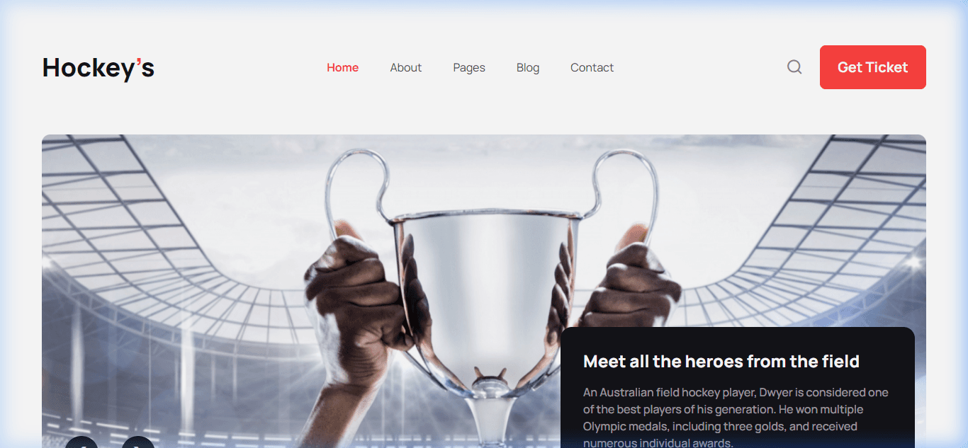 Screenshot preview of Hockey's Sports Club & Ticket Portal