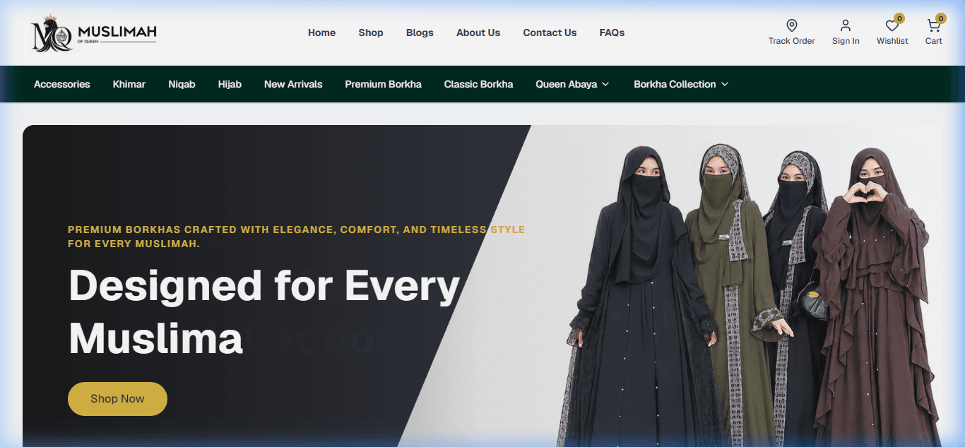 Screenshot preview of Muslimah Queen Premium Modest Fashion