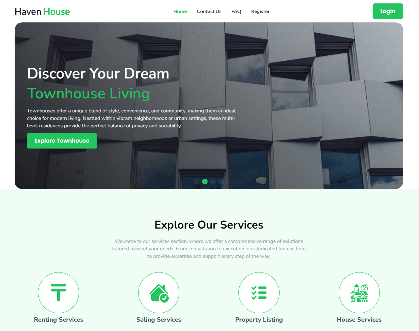 Real Estate Haven House Website screenshot 2